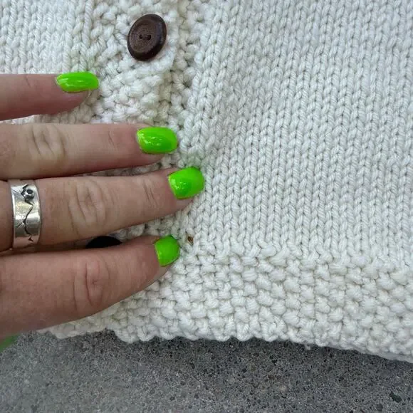 Vintage Cottagecore Cream Chunky Knit Boho Sweater Vest Medium? - Picture 4 of 6